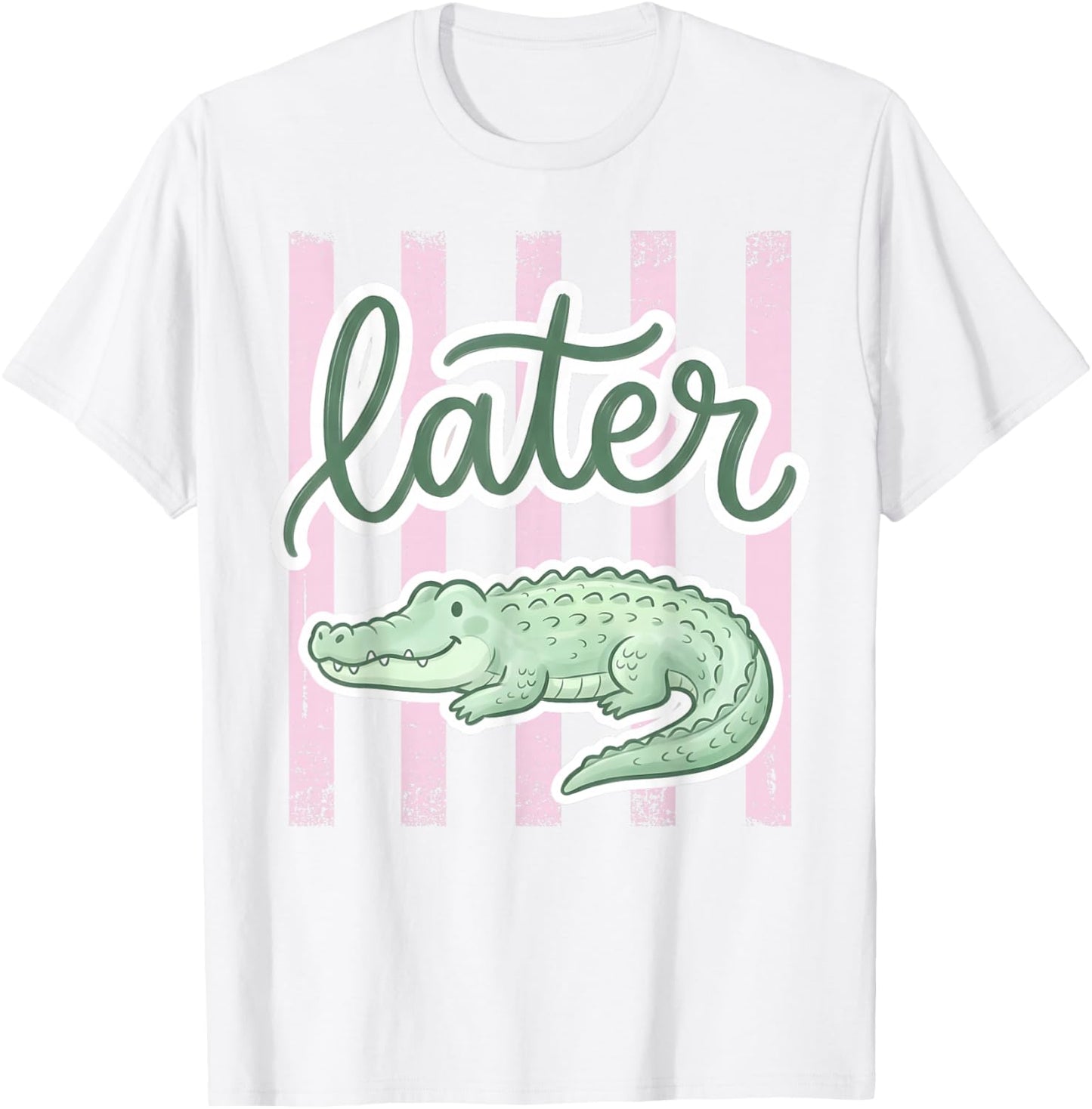 Preppy Later Gator Cute Crocodile Graphic Last Day of School T-Shirt - T-Shirt | White