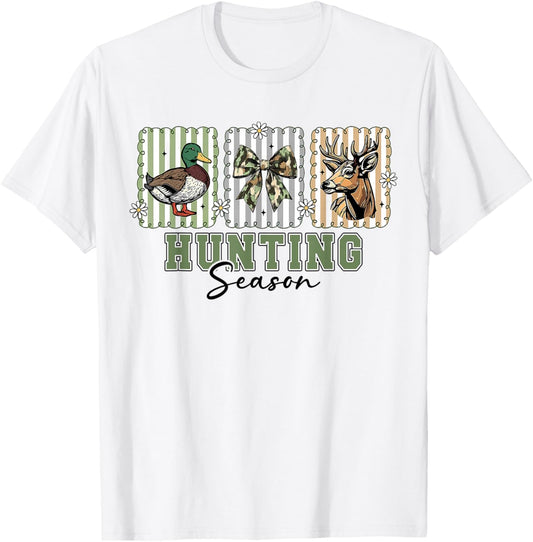 Camo Coquette Bow Deer Duck Hunting Season Women Girls Kids T-Shirt - T-Shirt | White