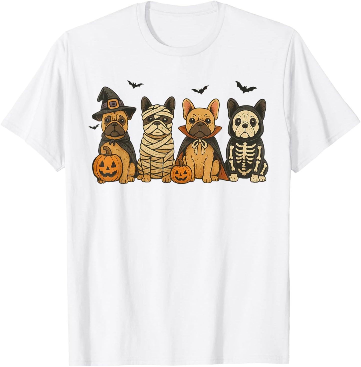 Cute French Bulldog Halloween Costume Frenchie Dog Ghost T-Shirt - T-Shirt | White
