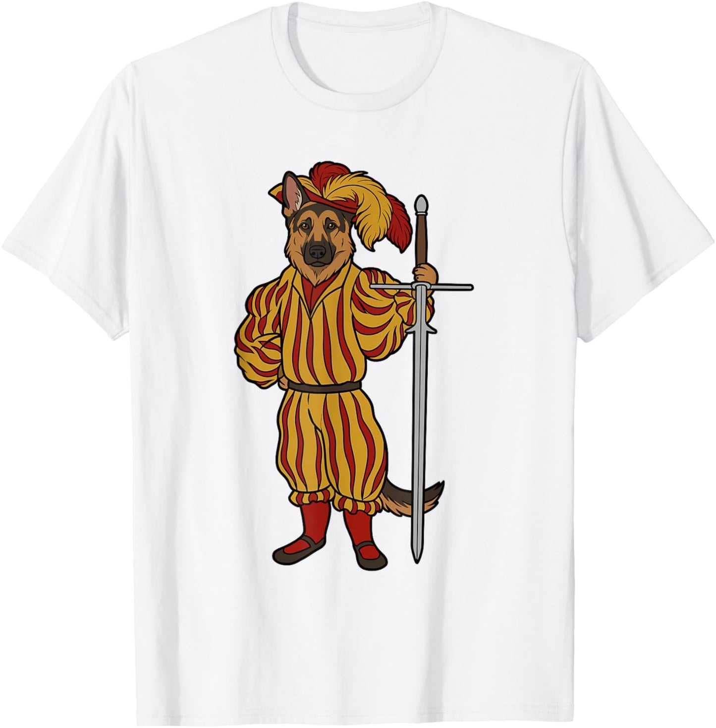 Landsknecht German Shepherd Dog Historical Fencing Guard T-Shirt - T-Shirt | White