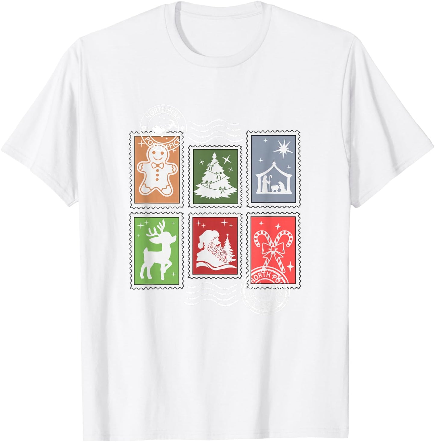 Classic Postage Stamps Christmas Mail T-Shirt - T-Shirt | White