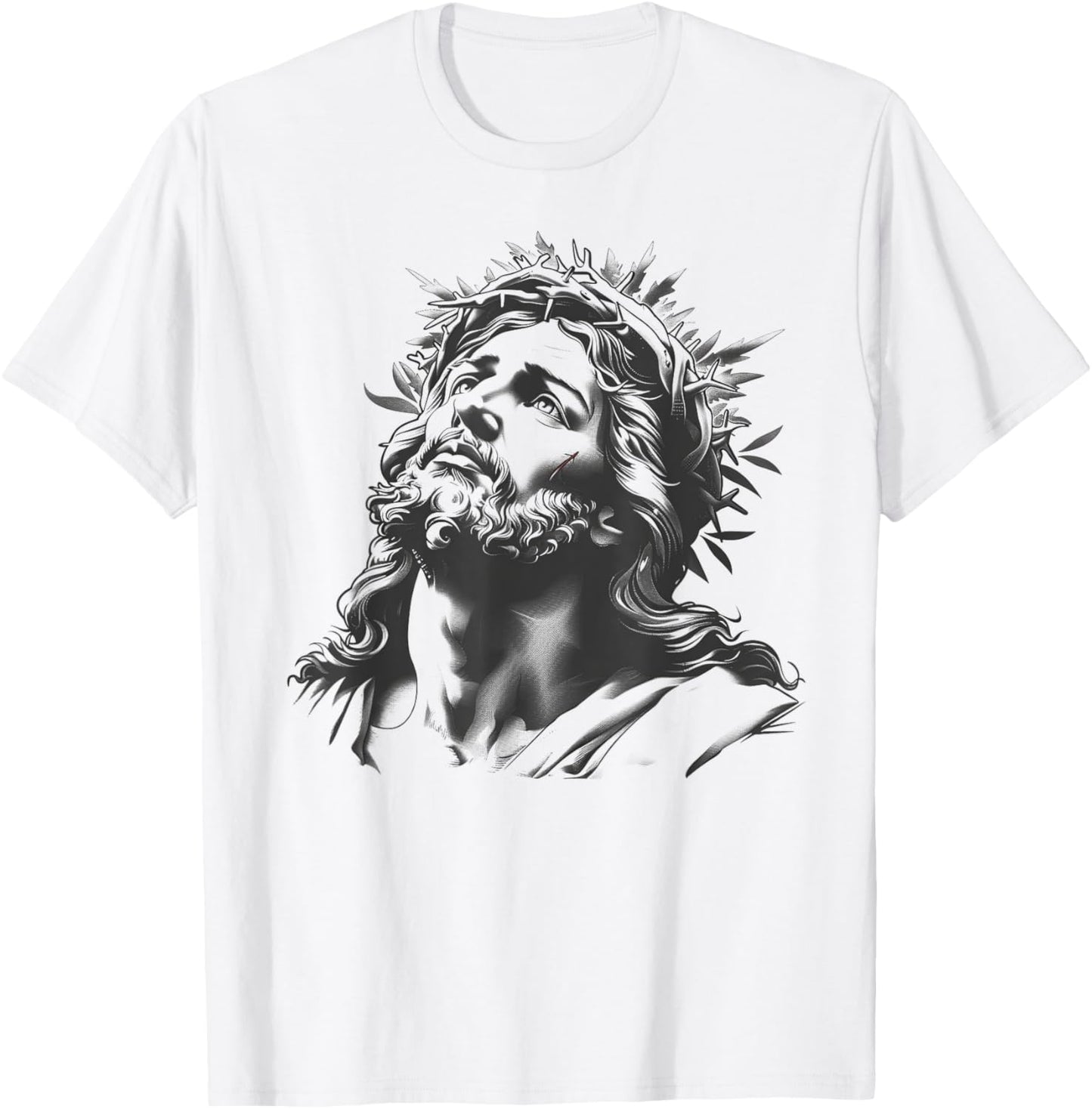 Tattoo Style Jesus Christ Face T-Shirt - T-Shirt | White