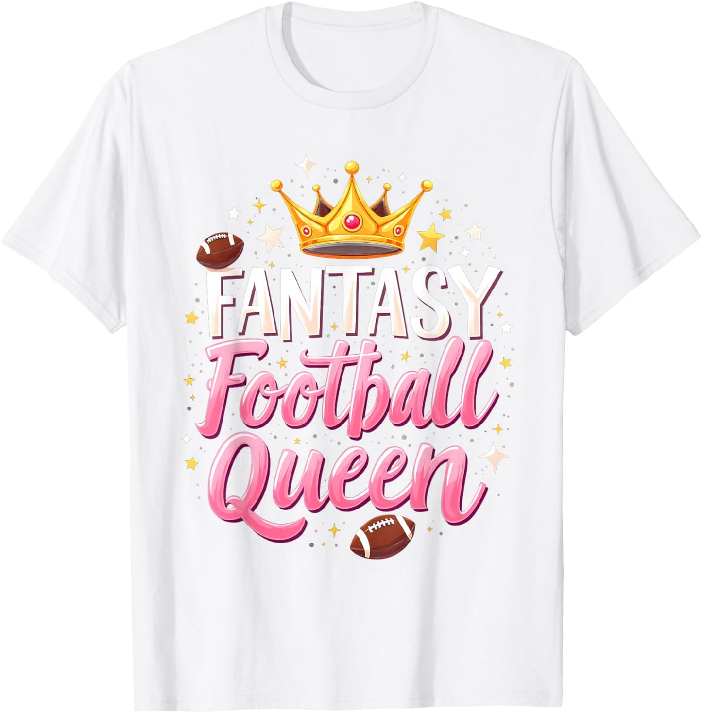 Fantasy Football Queen Women Fantasy Football Funny Women T-Shirt - T-Shirt | White
