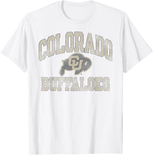 Colorado Buffaloes Vintage Worn Gray Officially Licensed T-Shirt - T-Shirt | White