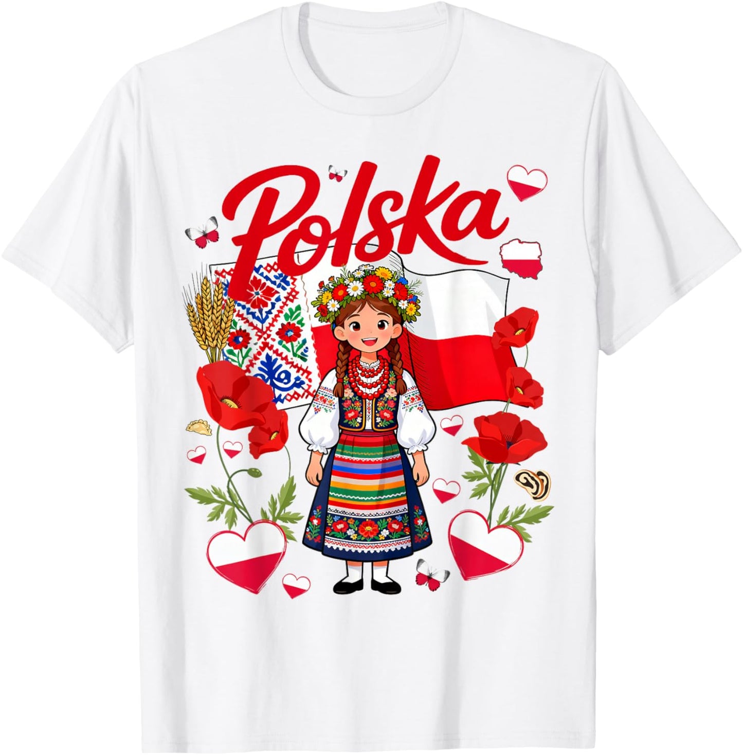 Polska Polish Flag Outfit Idea Poland Folk Themed T-Shirt - T-Shirt | White