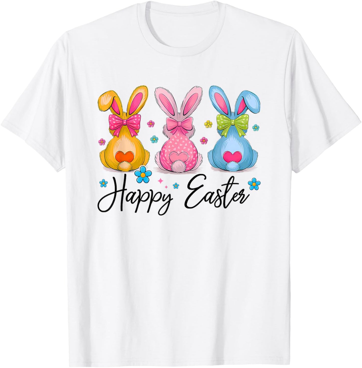 Happy Easter Cute Coquette Easter Bunny Rabbit Women Girl T-Shirt - T-Shirt | White