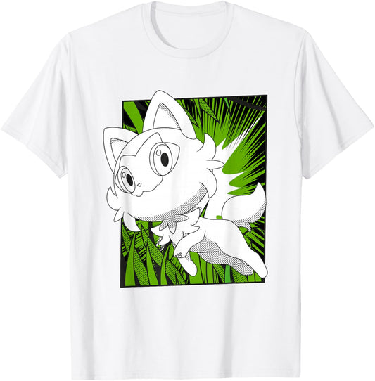 Pokémon Sprigatito In The Grass Manga Panel T-Shirt - T-Shirt | White