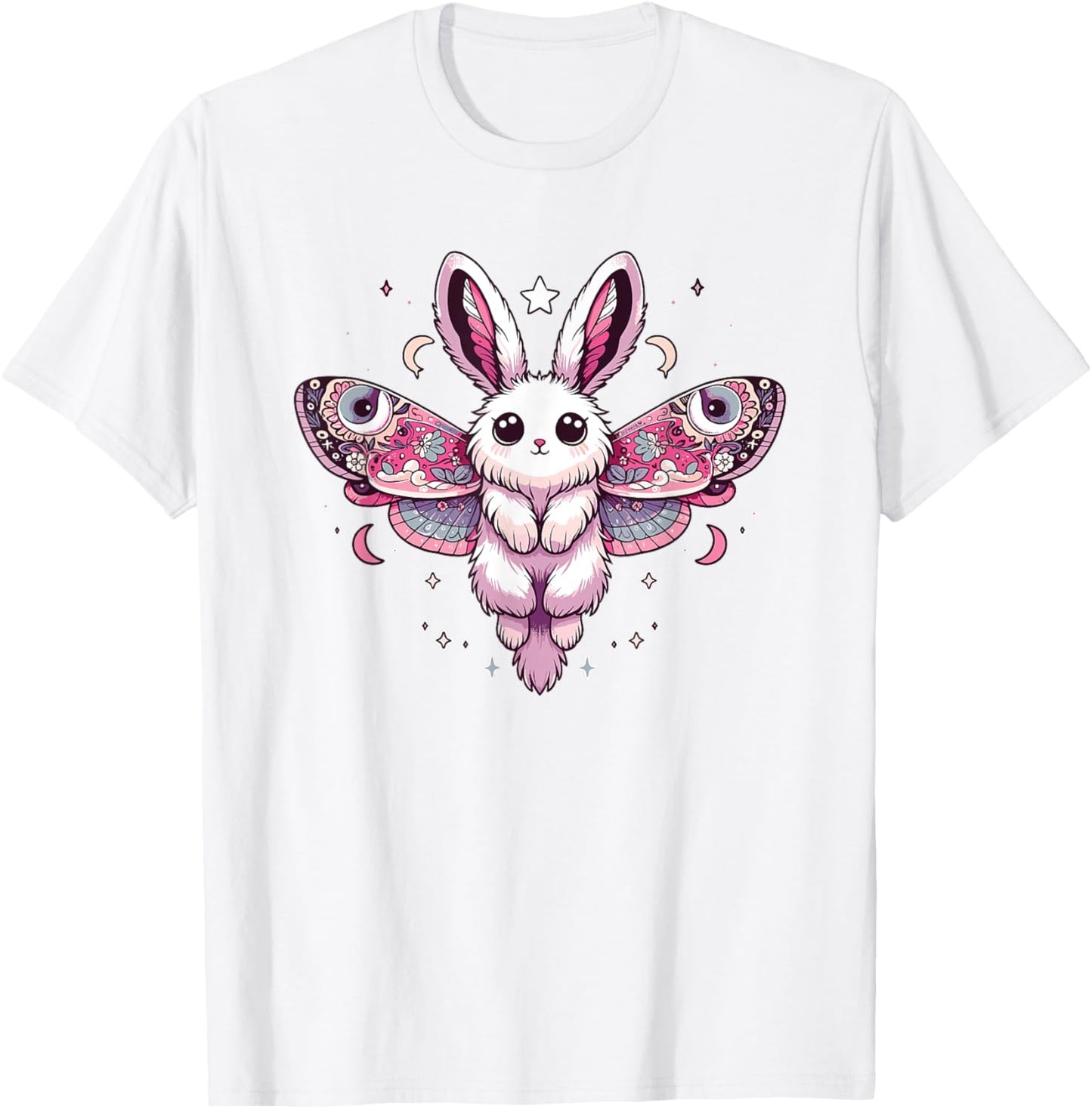 Kawaii Pastel Goth Cute Creepy Bunny Moth T-Shirt - T-Shirt | White