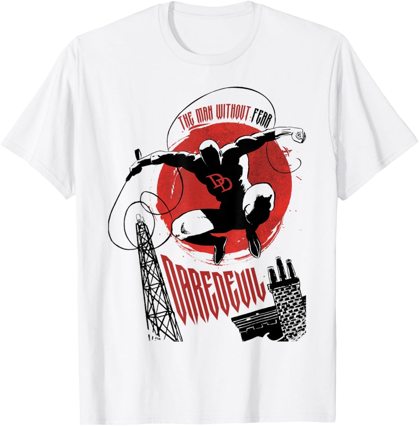 Marvel Comics Daredevil The Man Without Fear Silhouette T-Shirt - T-Shirt | White
