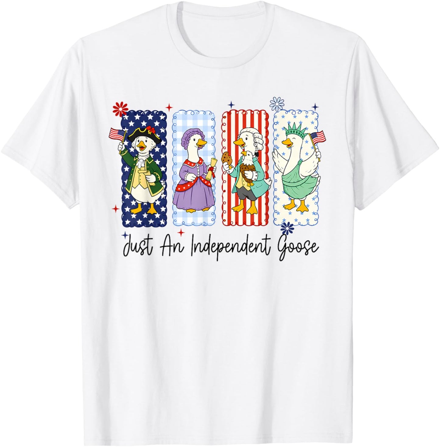 Funny Goose 4th of July Patriotic USA Independent Day Meme T-Shirt - T-Shirt | White