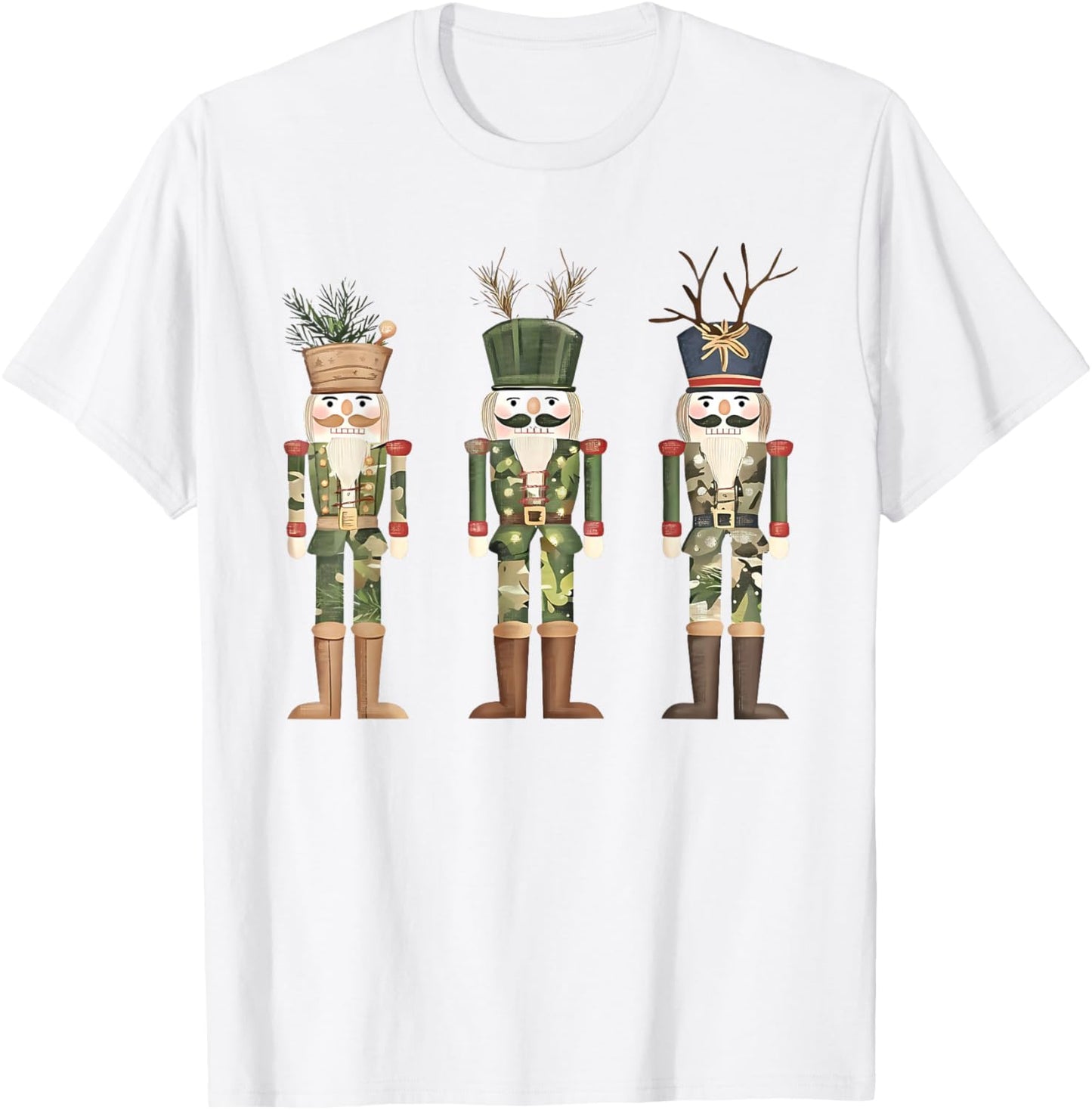 Old Camo Camouflage Nutcrackers Hunting Season Christmas T-Shirt - T-Shirt | White