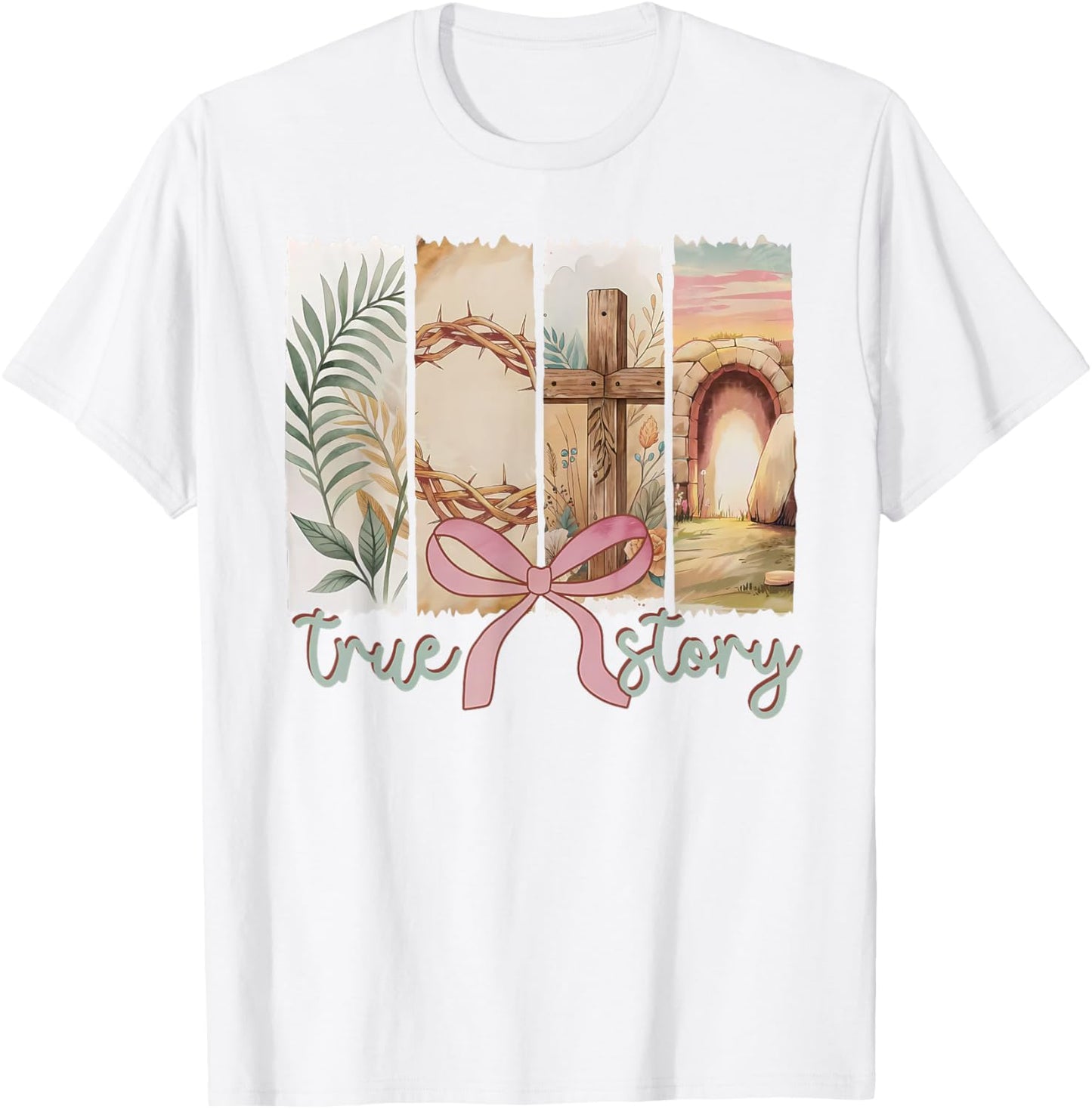 Happy Easter True Story He Is Risen Coquette Floral Spring T-Shirt - T-Shirt | White