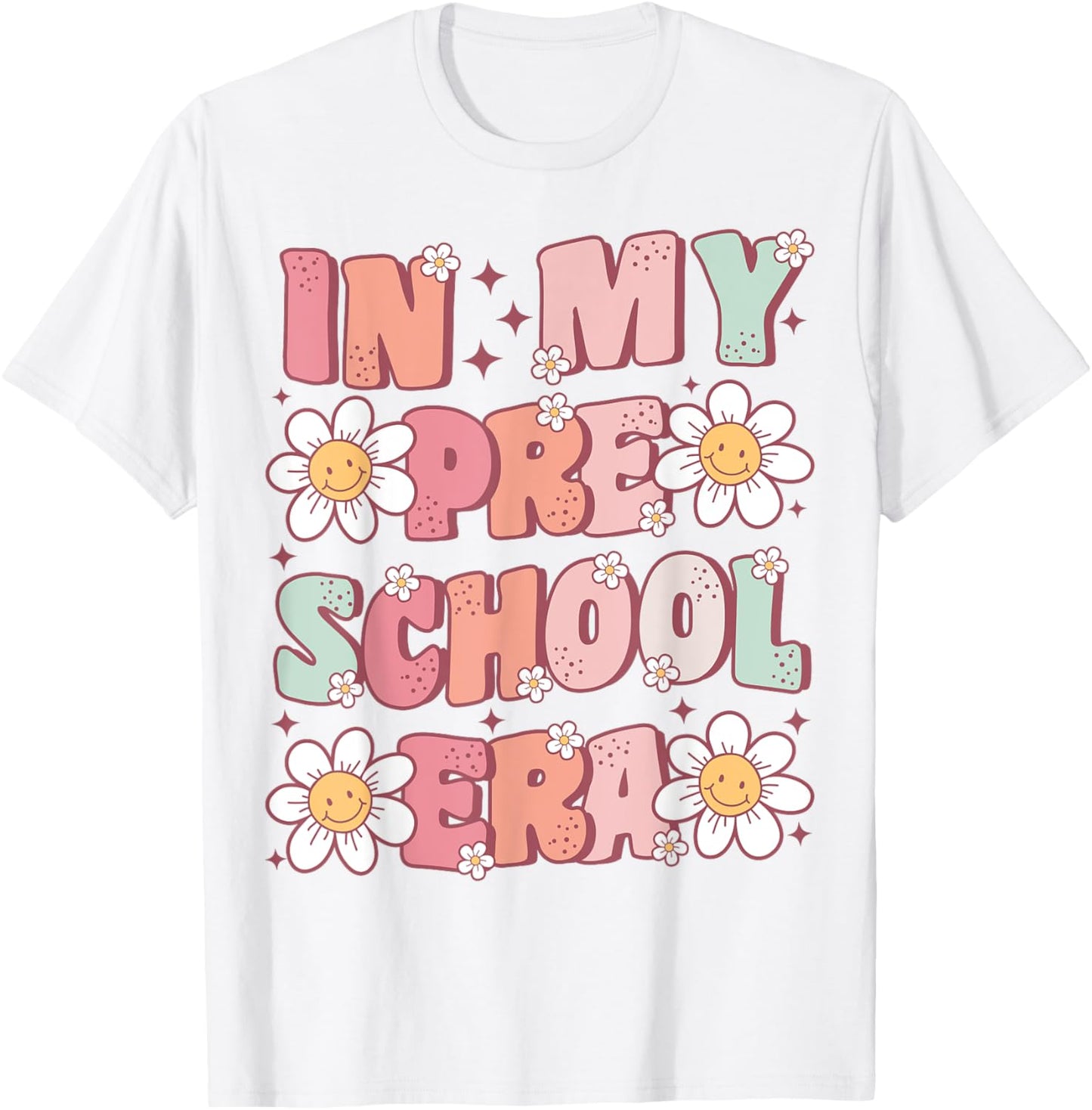 In My Preschool Era Retro Cute Groovy Pre K Back to School T-Shirt - T-Shirt | White