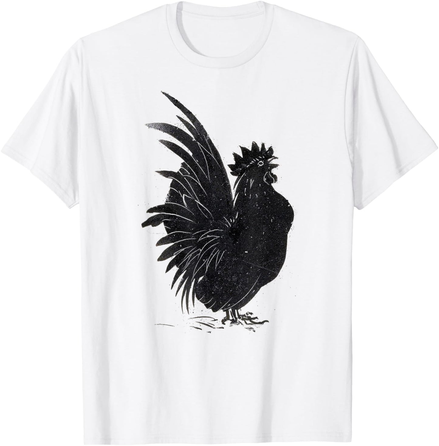 Funny Vintage Black Rooster Cock Chicken T-Shirt - T-Shirt | White