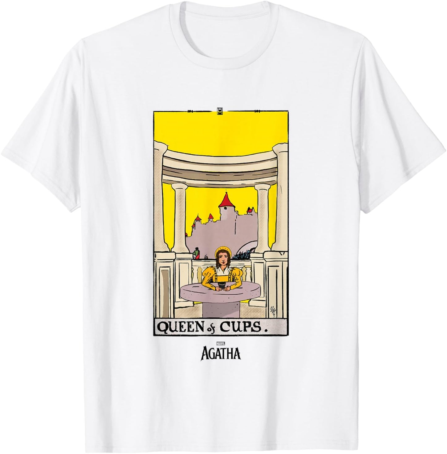 Marvel Agatha All Along Queen of Cups Vintage Tarot Card T-Shirt - T-Shirt | White