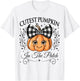Cutest Pumpkin In The Patch Halloween Fall Bow Kids Girls T-Shirt - T-Shirt | White
