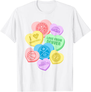 NBA Denver Nuggets Valentine's Day Candy Hearts T-Shirt - T-Shirt | White