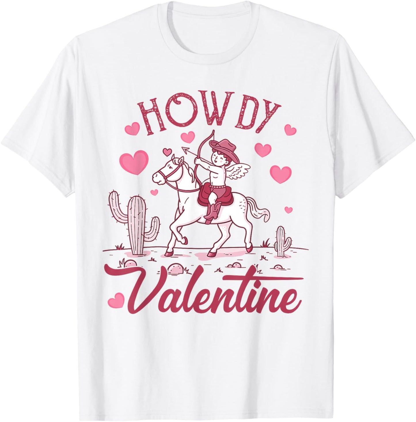 Retro Valentine Howdy Cowboy Valentine - Grey, Small - Valentine's Day Cowgirl - -Adults T-Shirt - T-Shirt | White