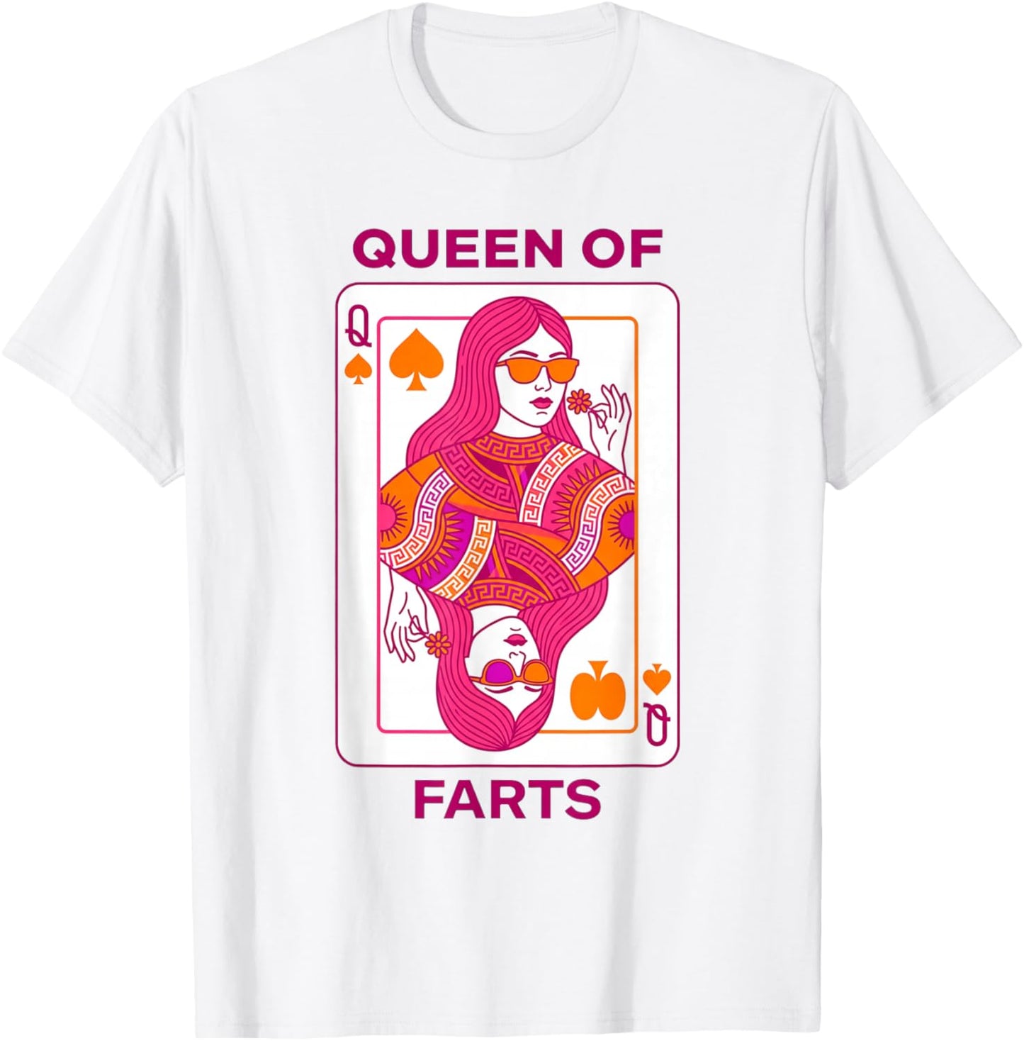 Queen of Farts Carte à Jouer Humoristique pour Adultes T-Shirt - T-Shirt | White