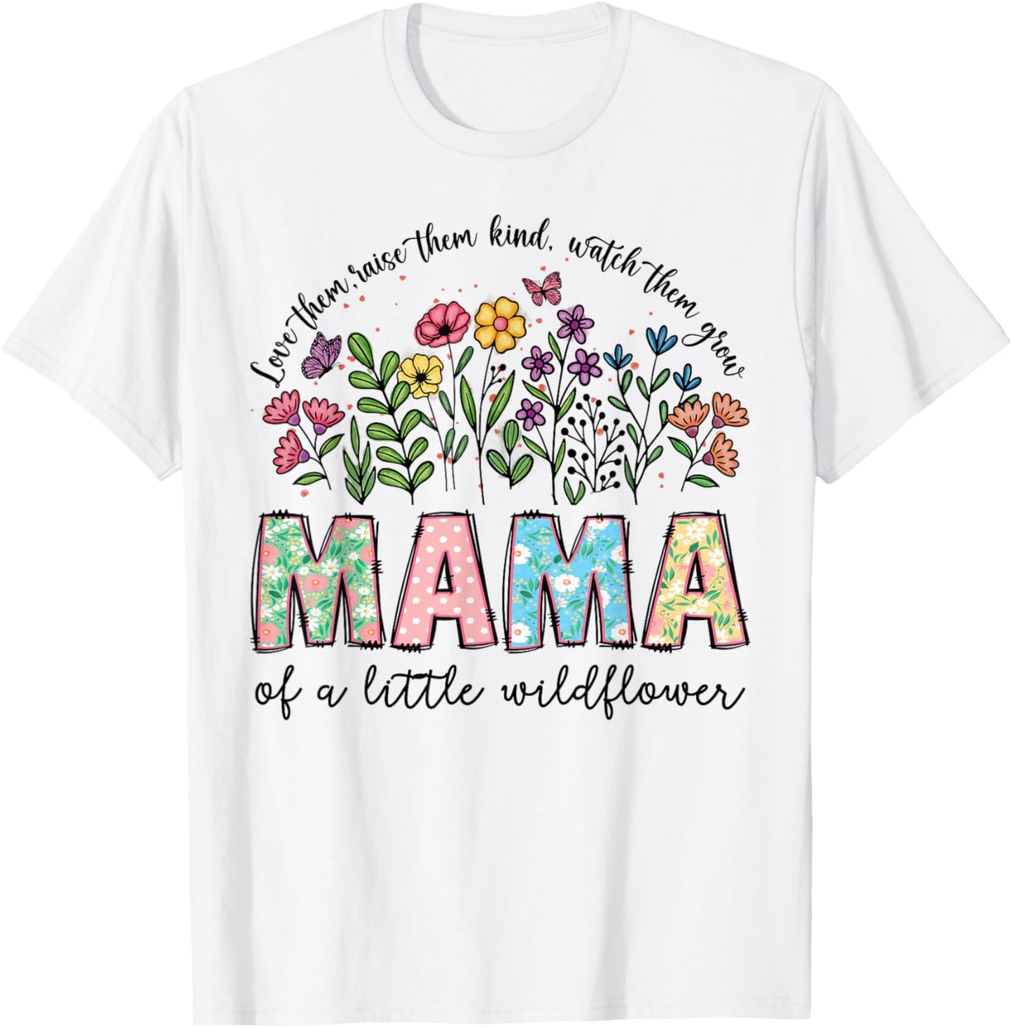 Mama of The Little Wildflower Birthday Girl Floral T-Shirt - T-Shirt | White