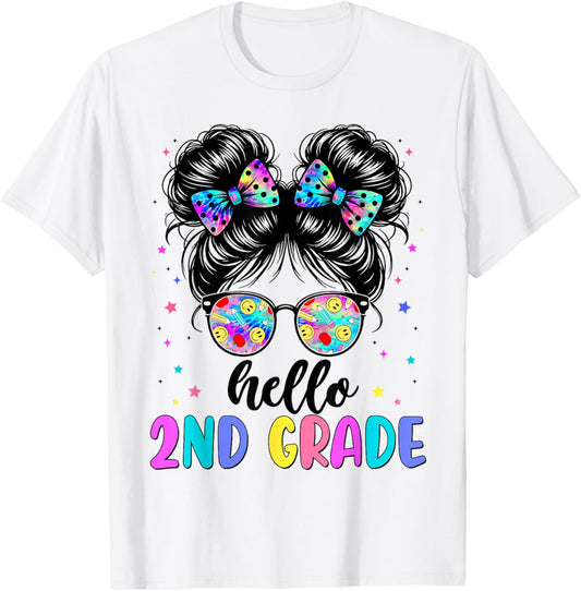 Hello 2nd Grade Shirt Girls Second Grade 1st Day of School T-Shirt - T-Shirt | White
