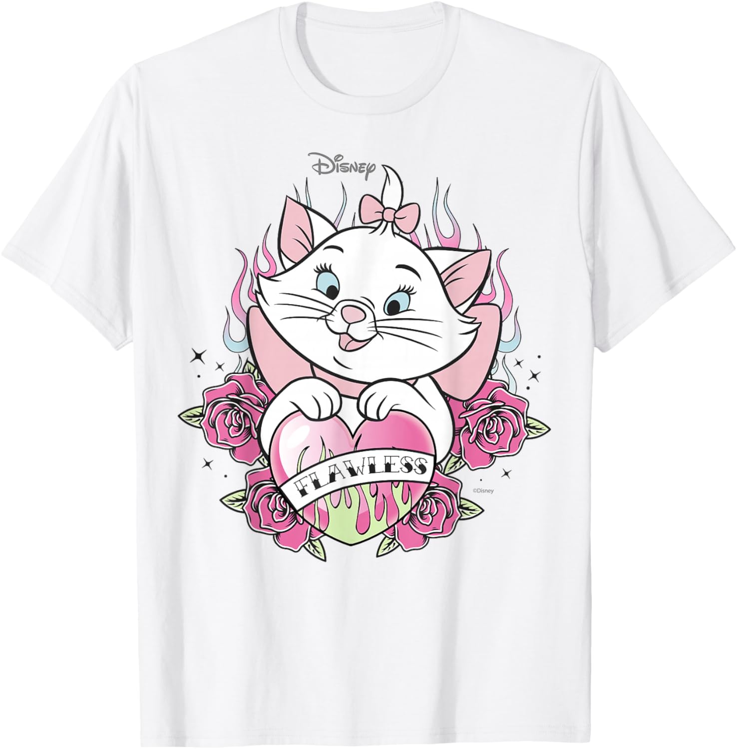 Disney The Aristocats Marie Flawless Rose Tattoo Art T-Shirt - T-Shirt | White