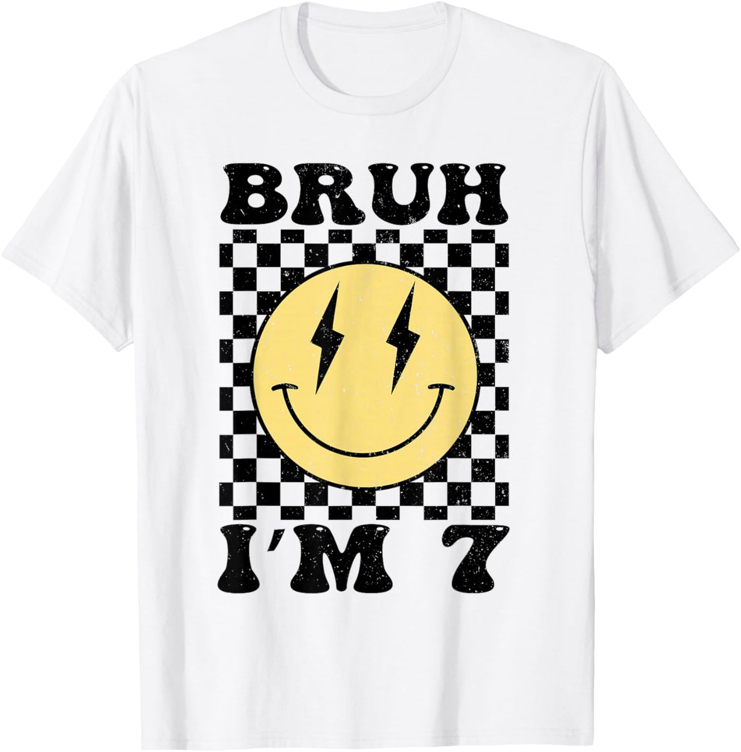 Bruh I'm 7 Years Old Birthday Boys Kids Son 7th Birthday T-Shirt - T-Shirt | White