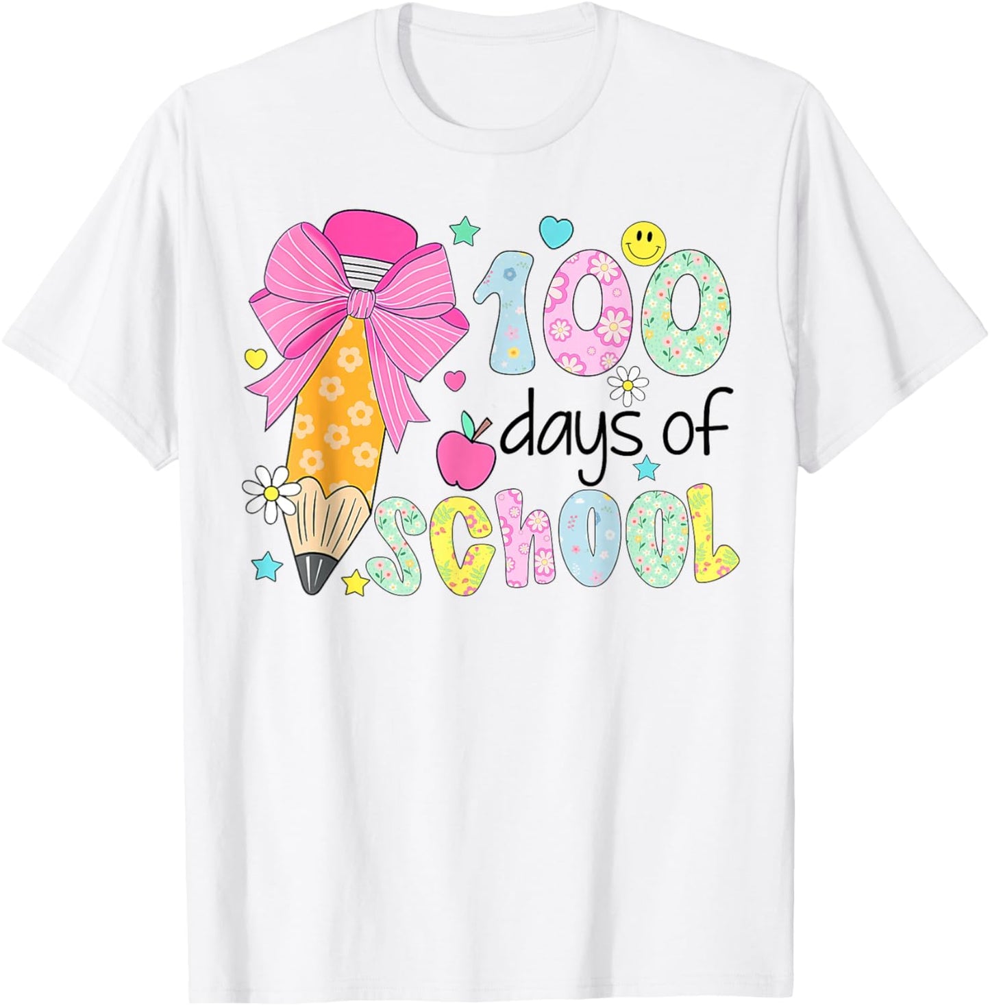 100 Days of School Preppy 100th Day of School Teachers Girls T-Shirt - T-Shirt | White
