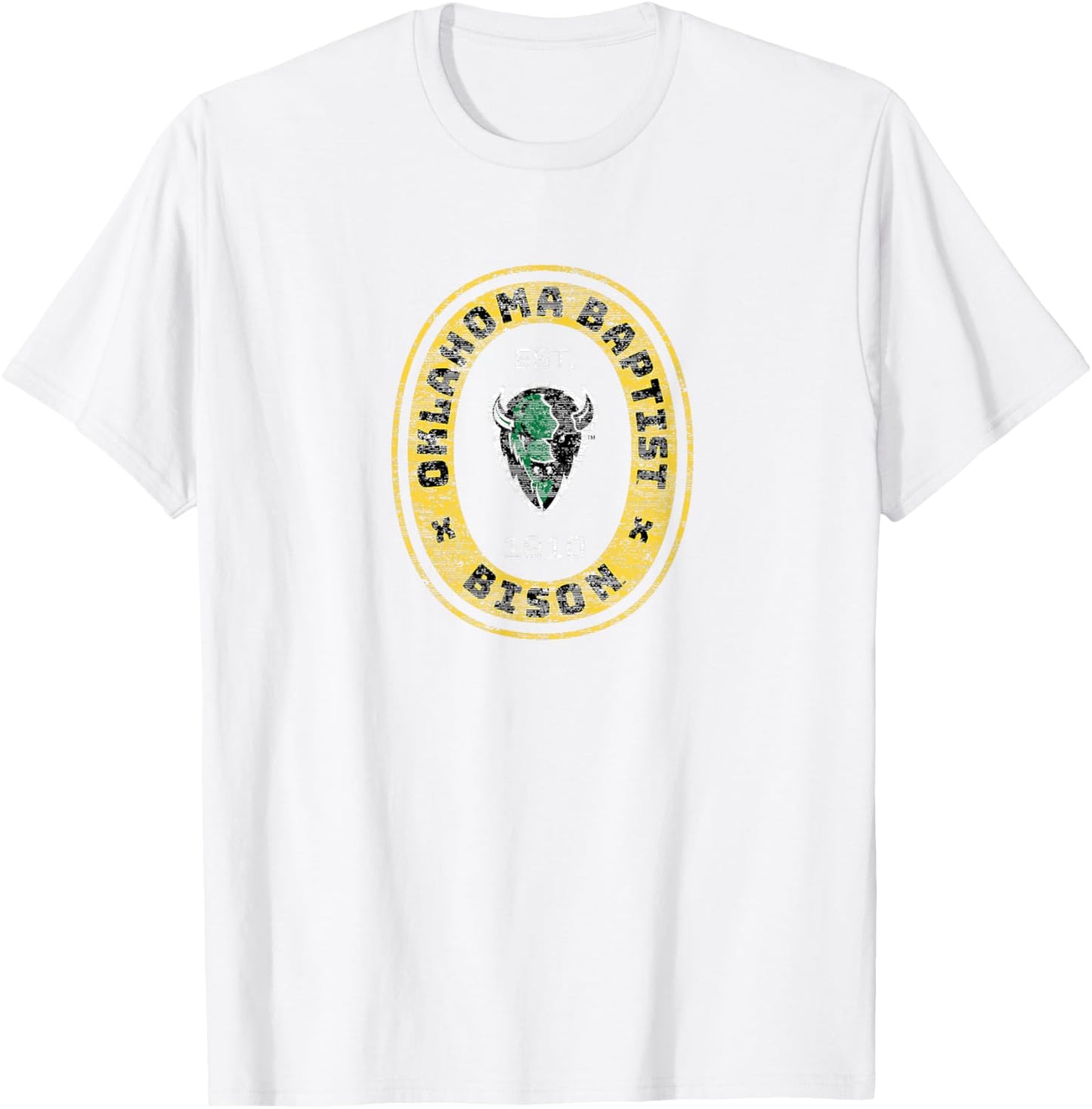 Oklahoma Baptist University OBU Bison Retro Crest Seal T-Shirt - T-Shirt | White