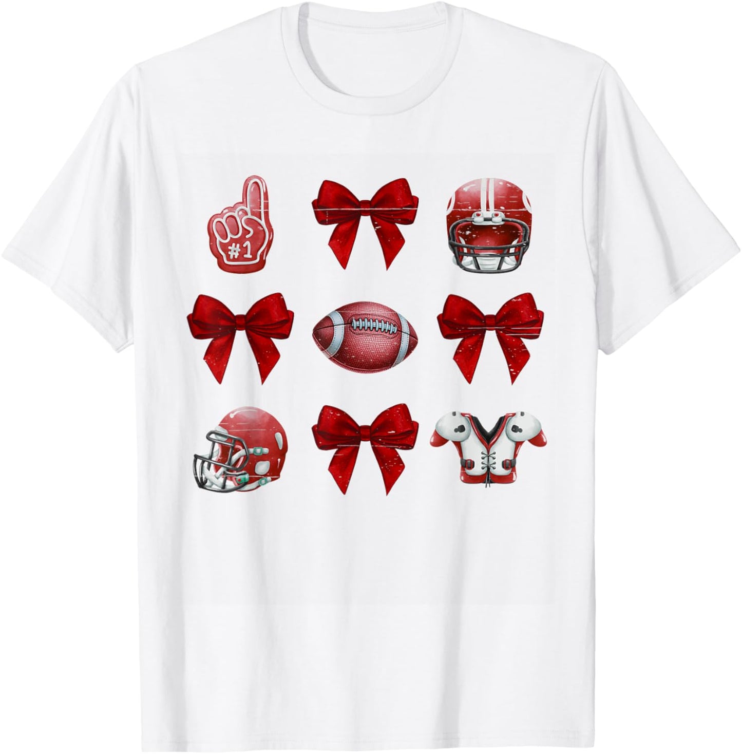Vintage Coquette Bow Game Day American Football Player Coach T-Shirt - T-Shirt | White