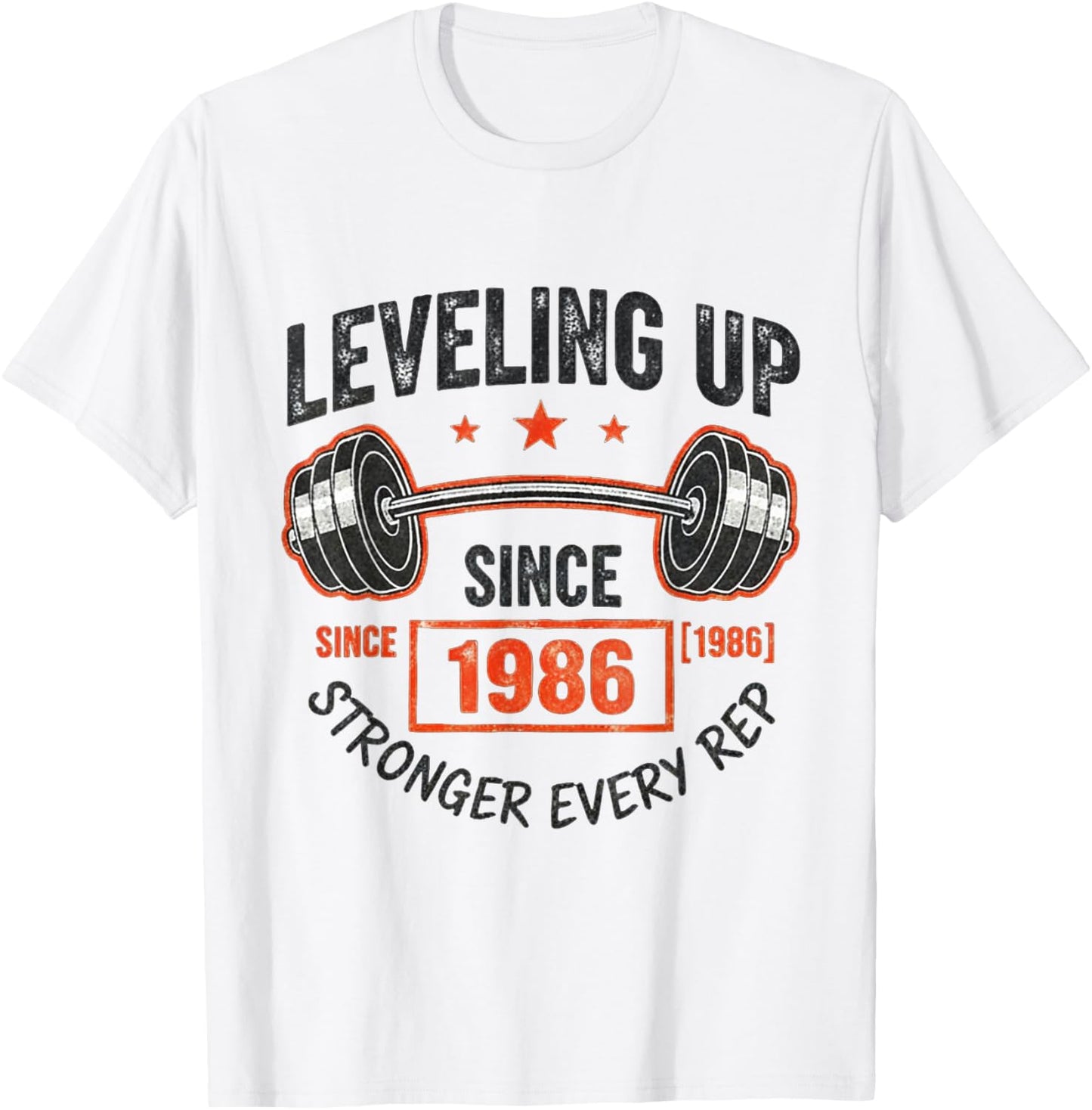 40th Birthday Gym Workout Shirt - Leveling Up Since 1986 T-Shirt - T-Shirt | White