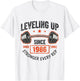 40th Birthday Gym Workout Shirt - Leveling Up Since 1986 T-Shirt - T-Shirt | White