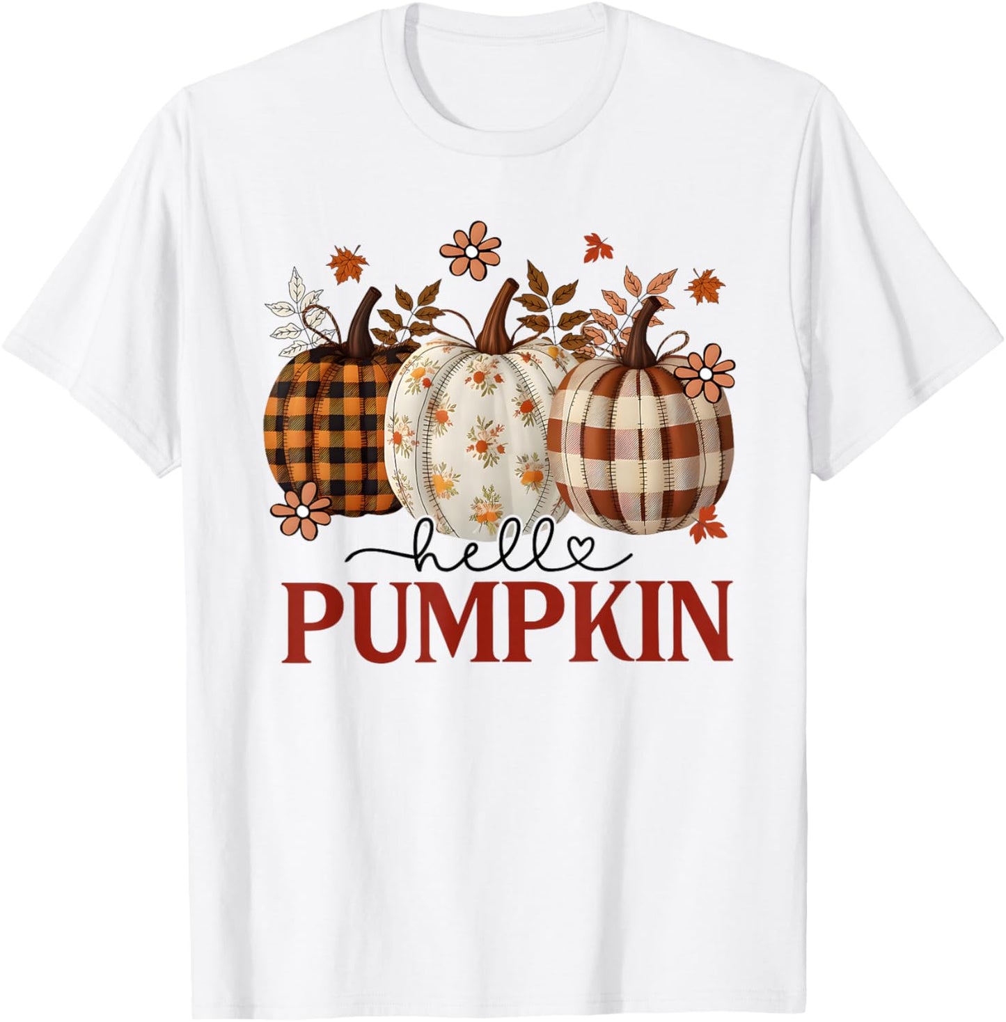 Hello Pumpkin Leopard Print for Fall Thanksgiving Kid T-Shirt - T-Shirt | White
