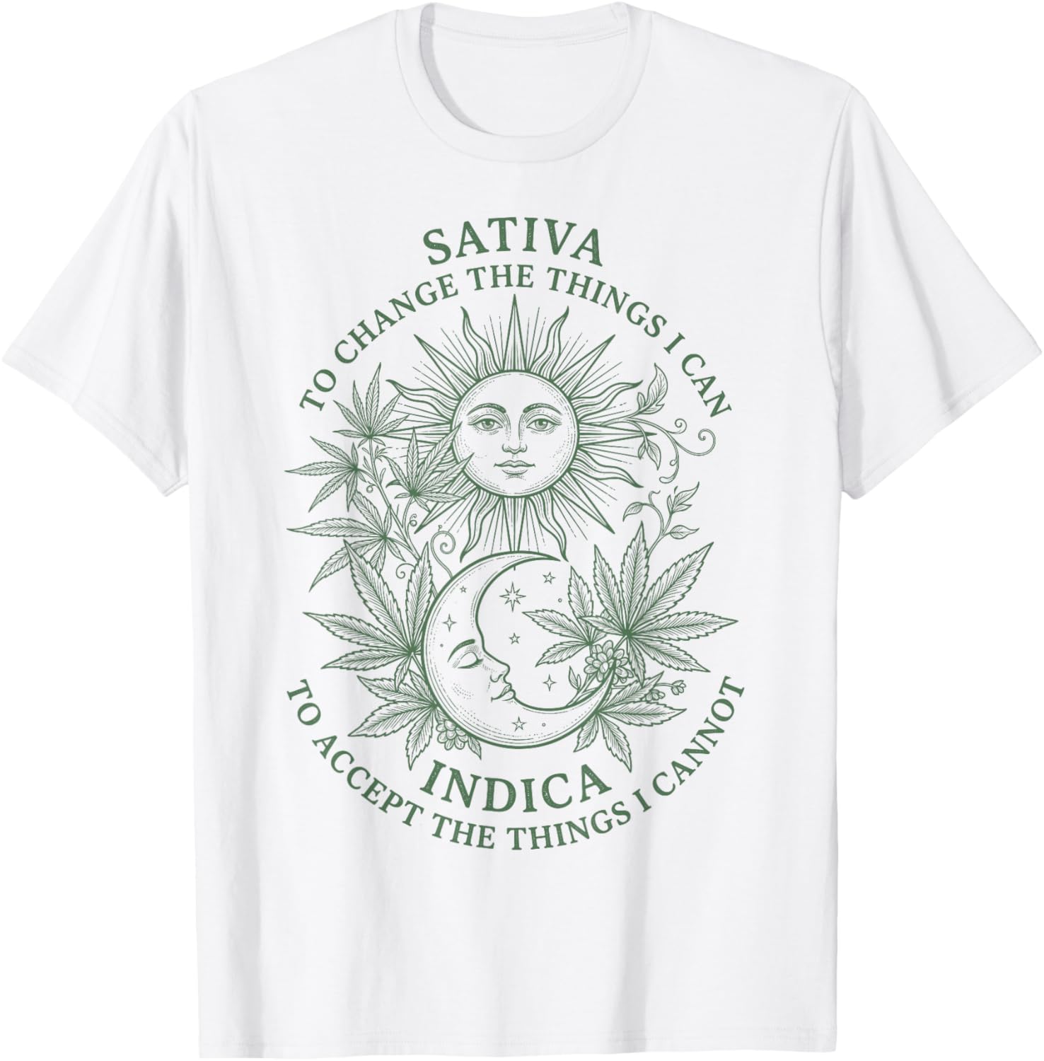 Weed Sativa to Change Indica to Accept Retro Stoner Adults T-Shirt - T-Shirt | White