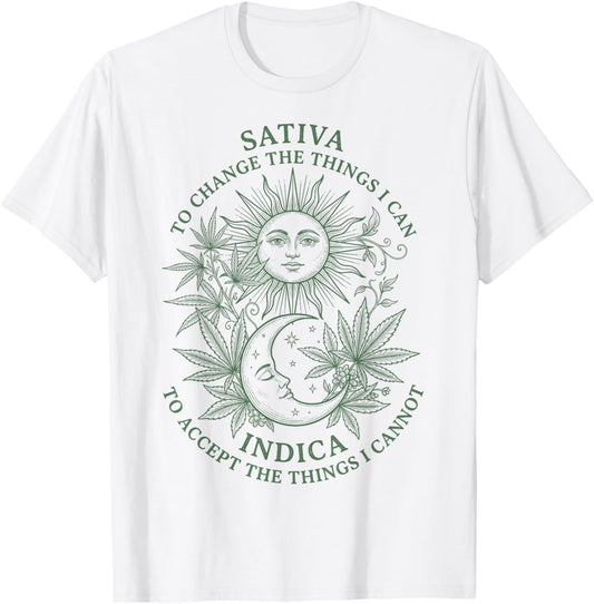 Weed Sativa to Change Indica to Accept Retro Stoner Adults T-Shirt - T-Shirt | White