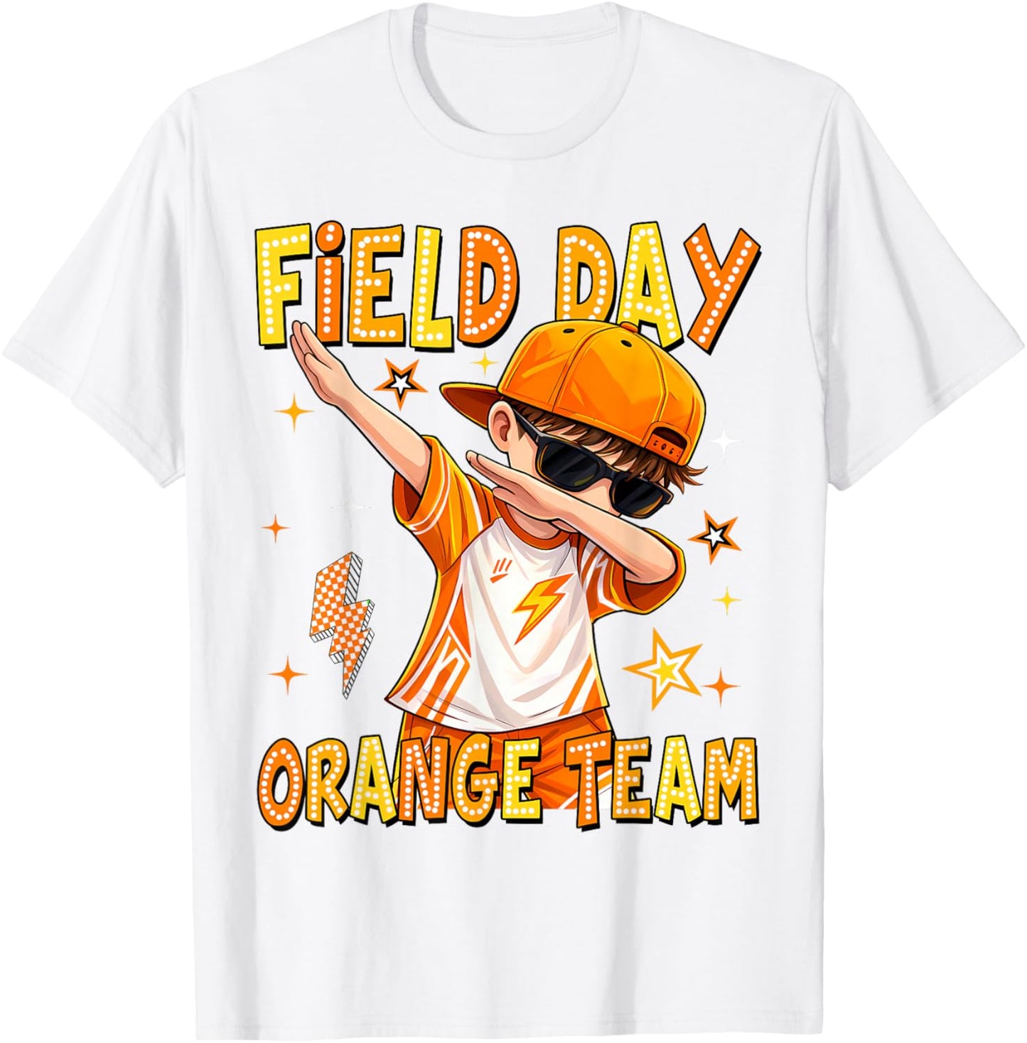 Field Day Orange Team Dabbing Boys Kids Games Field Trip Fun T-Shirt - T-Shirt | White