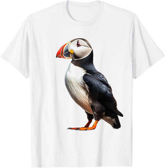 Puffin Animal Nature Motif Drawing Portrait Puffin T-Shirt - T-Shirt | White