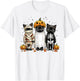 Retro Black Cat Witch Scary Halloween Pumpkin Women Men Kids T-Shirt - T-Shirt | White