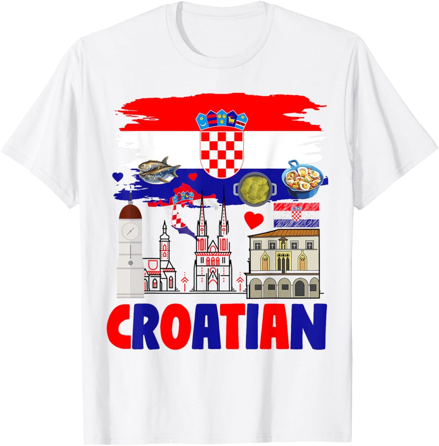 Croatian Flag Outfit Idea For Kids & Novelty Croatian Foodie T-Shirt - T-Shirt | White