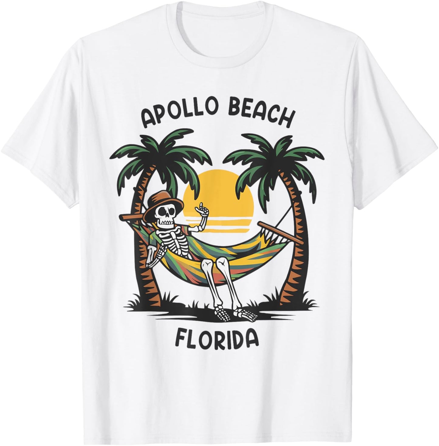 Vintage Apollo Beach Florida Palms FL Sunset Funny T-Shirt - T-Shirt | White