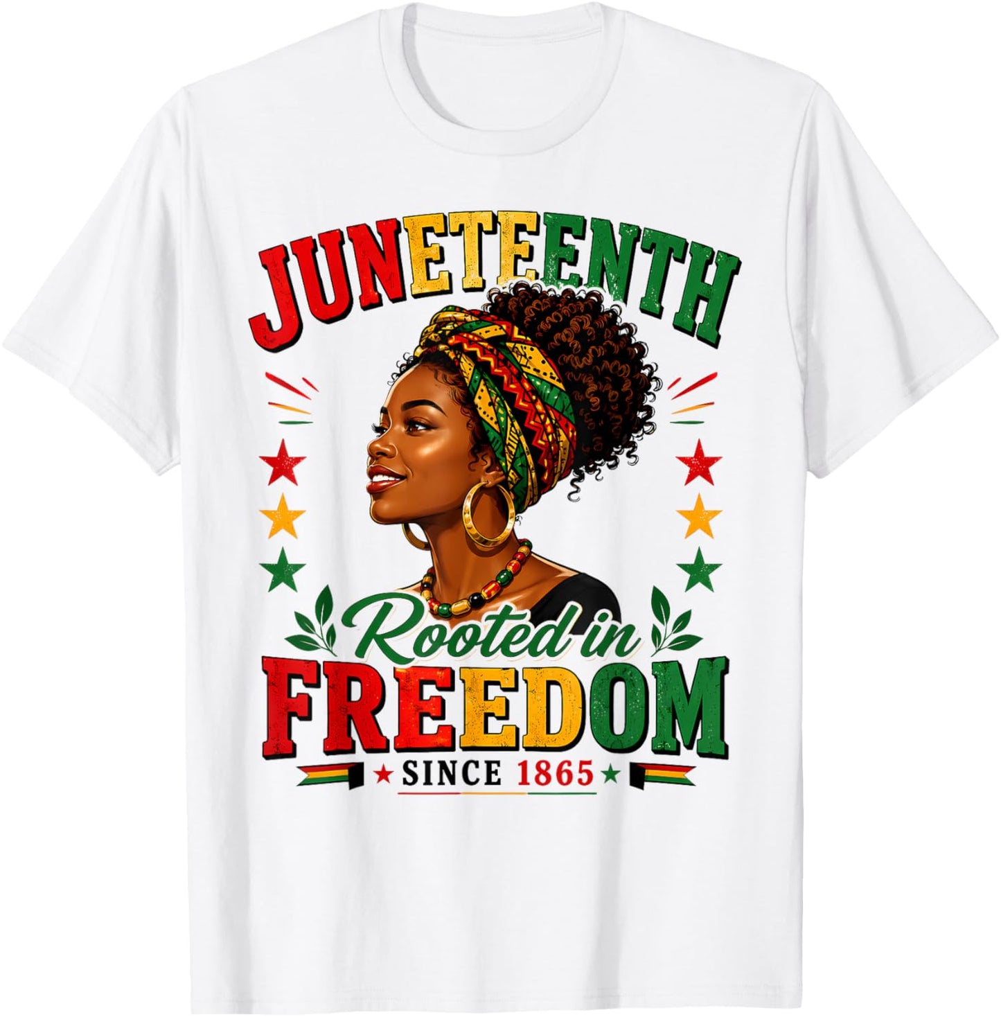Juneteenth Rooted in Freedom Since 1865 Black Women Afro T-Shirt - T-Shirt | White
