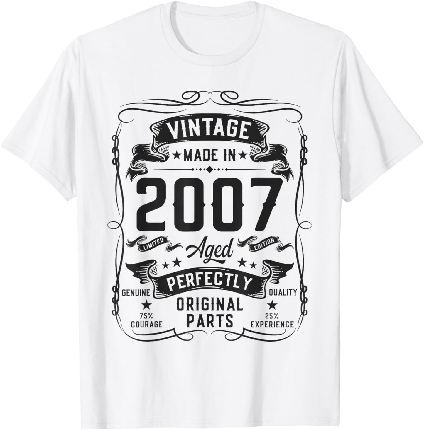 Vintage 2007 19yr 19th Birthday Gifts 19 Years Old T-Shirt - T-Shirt | White
