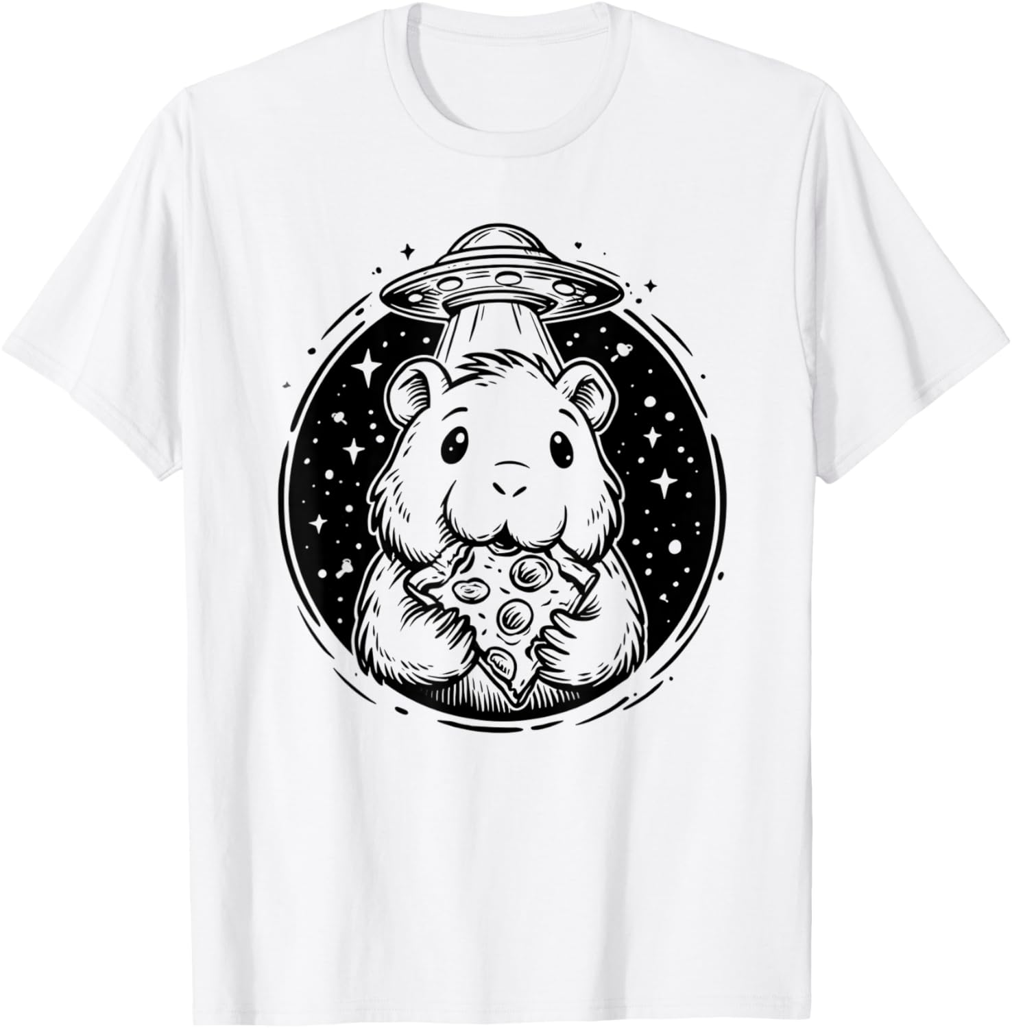 Capybara Eating Pizza Food Lover T-Shirt - T-Shirt | White