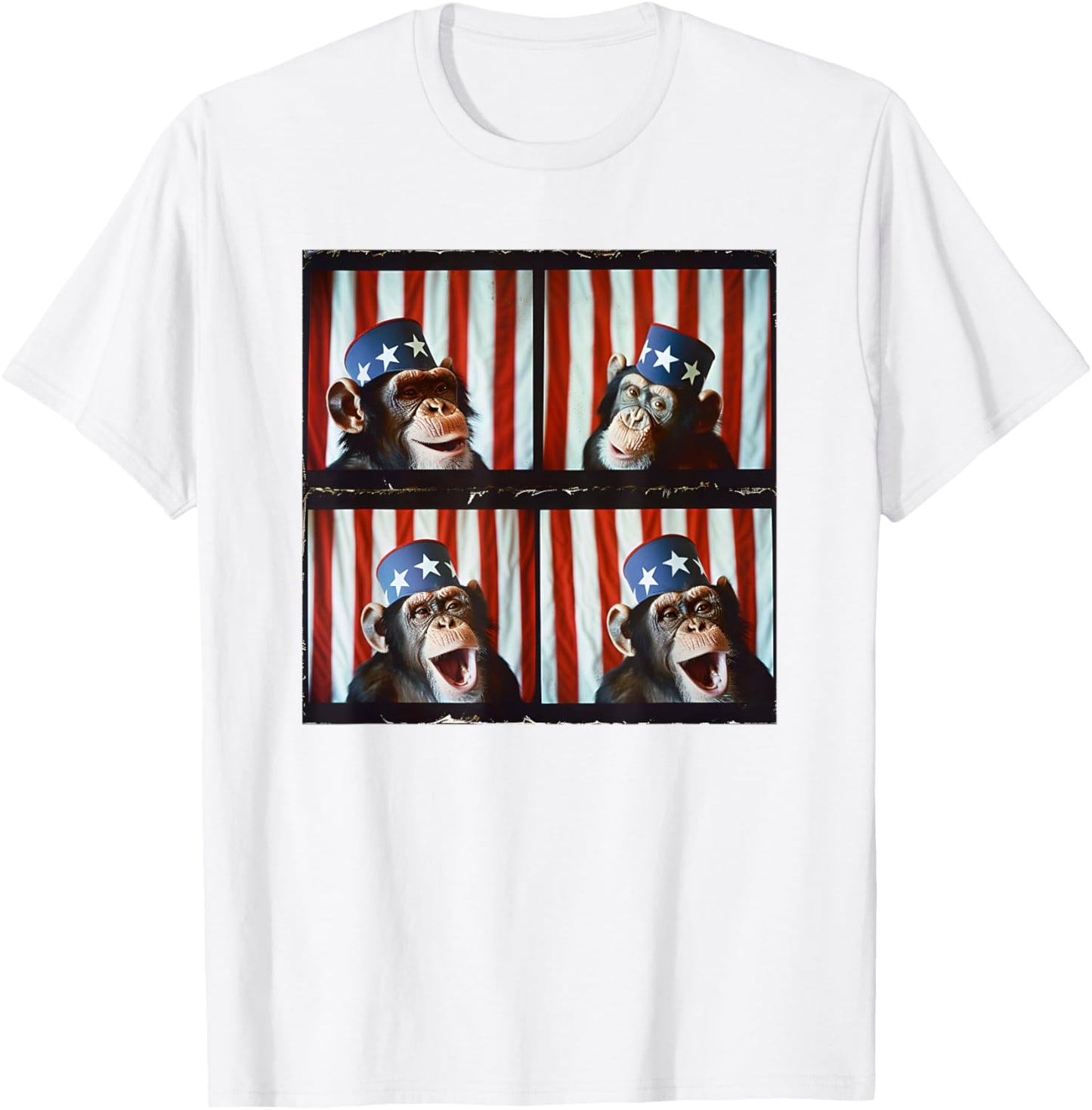 Monkey Patriotic Animal American Flag 4th Of July Monkey Kids Men T-Shirt - T-Shirt | White