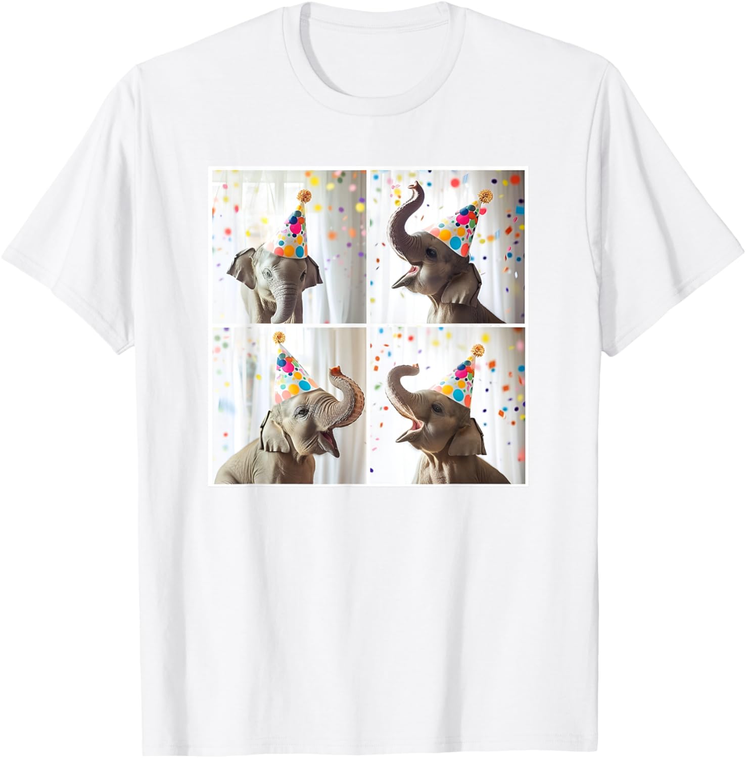 Baby Elephant Colorful Birthday Celebration Safari Animal T-Shirt - T-Shirt | White