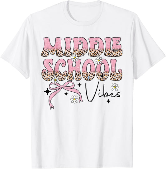 Retro Coquette Middle School Vibes Teacher Teen Boys Girls T-Shirt - T-Shirt | White