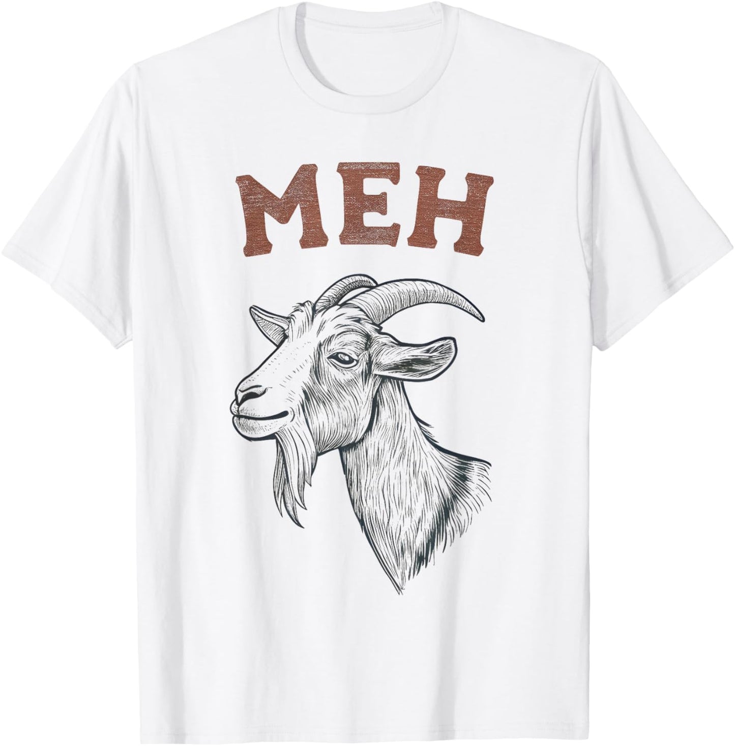 Meh Funny Sarcastic Goat Lover Animal Vintage Graphic T-Shirt - T-Shirt | White