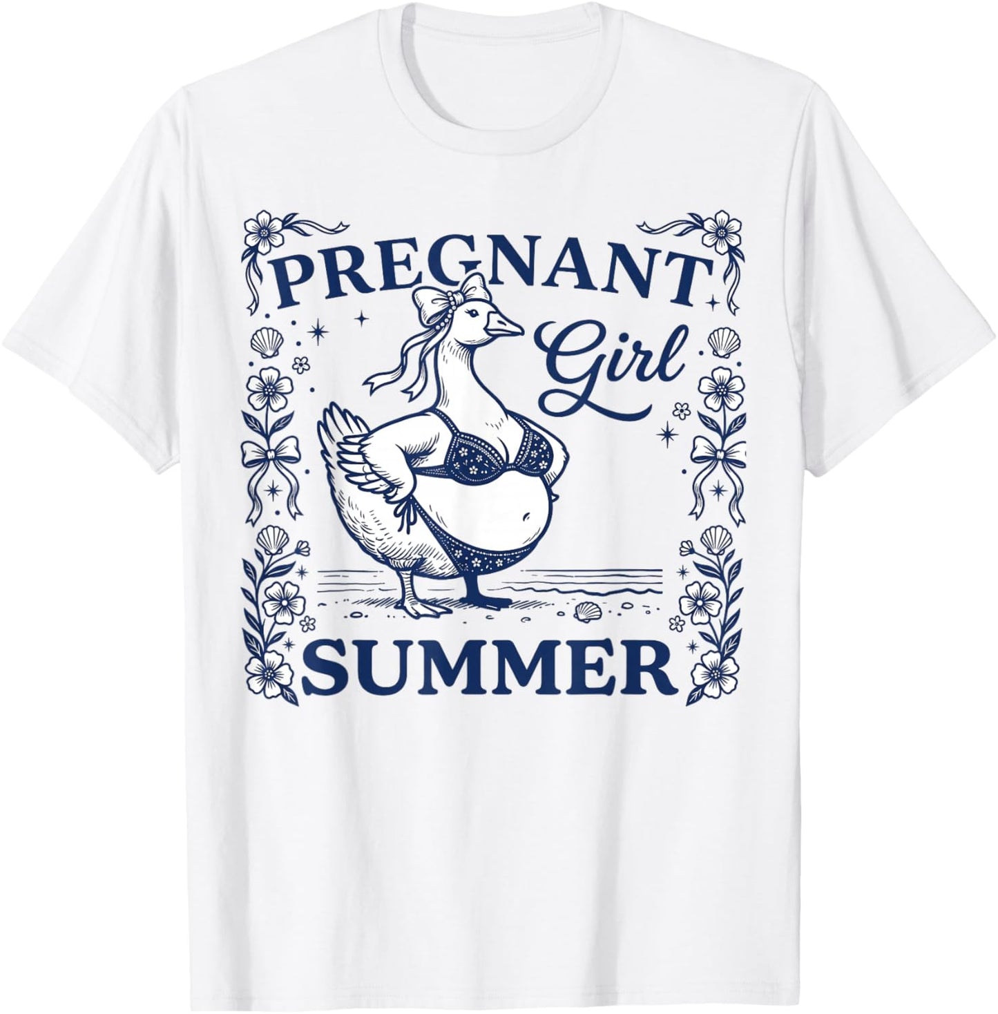 Funny Maternity Mom Pregnant Girl Summer Goose T-Shirt - T-Shirt | White