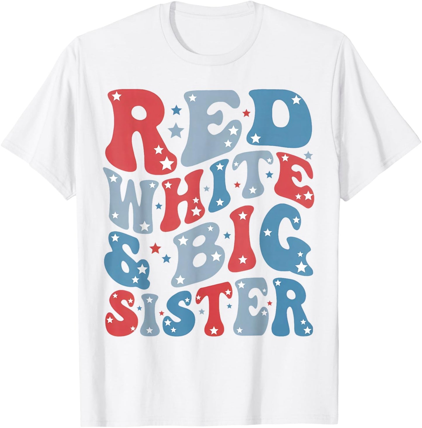Red White and Big Sister Gender Reveal Family Matching T-Shirt - T-Shirt | White