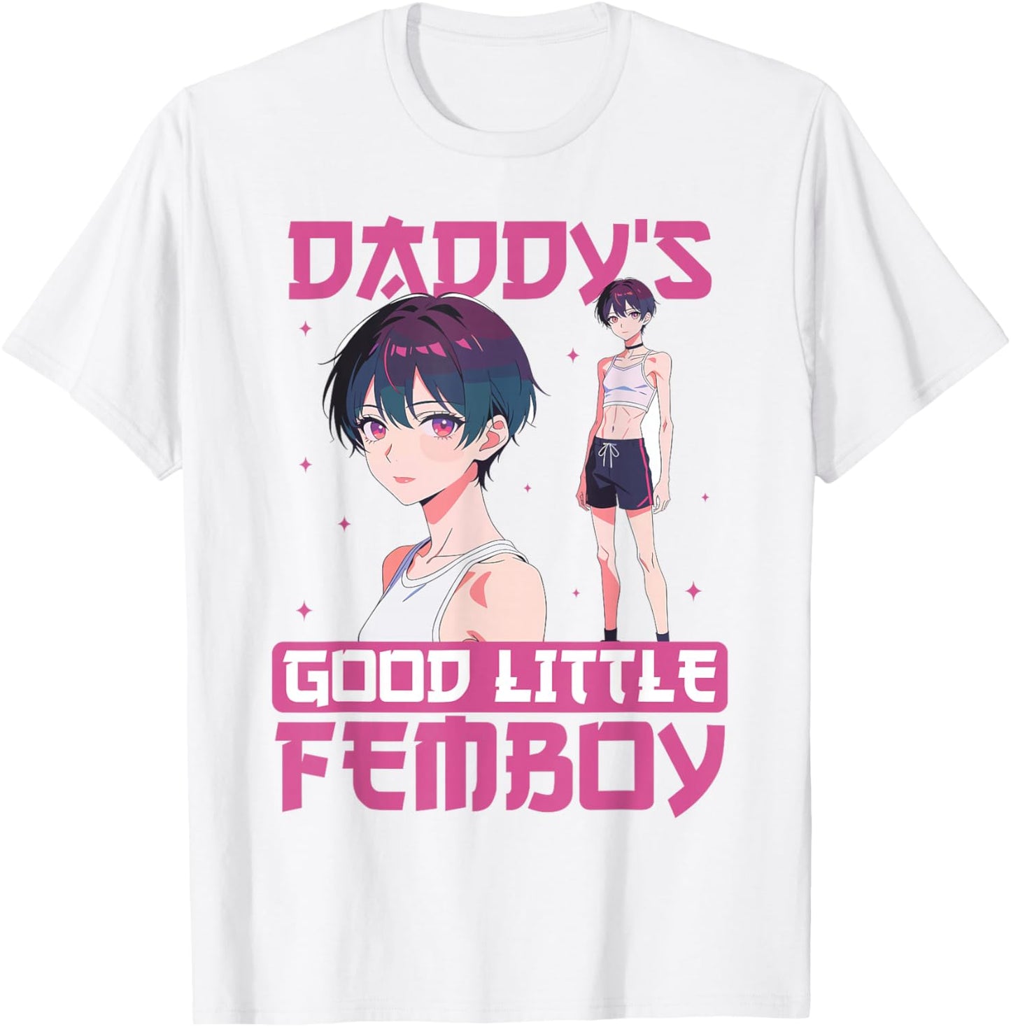 Daddy's Good Little Femboy Anime Boy Aesthetic T-Shirt - T-Shirt | White